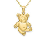 10K Yellow Gold Reversible Teddy Bear Charm Pendant Necklace with Chain